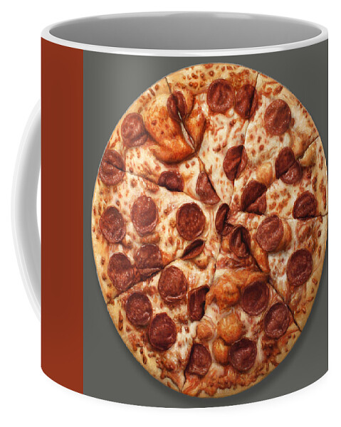 Pizza Coffee Mug featuring the painting Pepperoni Pizza by James W Johnson