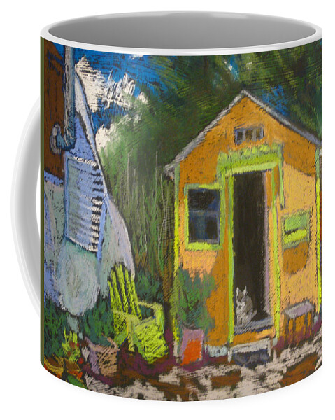 Orange Shed Coffee Mug featuring the pastel Perennial Delights by Constance Gehring