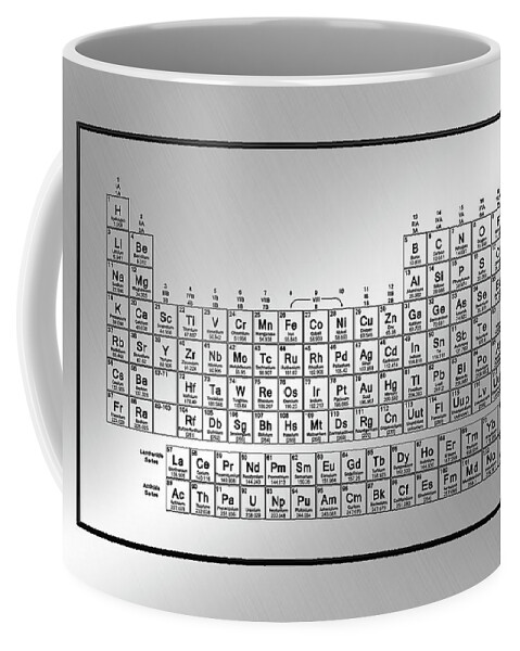 'the Elements' Collection By Serge Averbukh Coffee Mug featuring the digital art Periodic Table of Elements - Black on Light Metal by Serge Averbukh