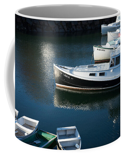 Perkins Cove Coffee Mug featuring the photograph Perkins Cove Lobster Boats One by Paul Gaj