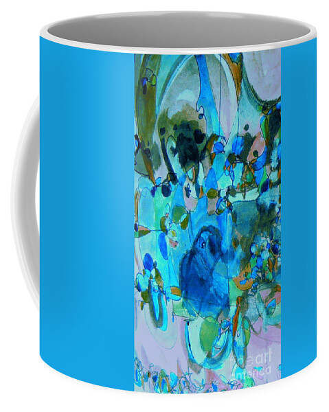 Abstract Bird Motif Painting Coffee Mug featuring the painting Perriwinkle Tribute by Nancy Kane Chapman