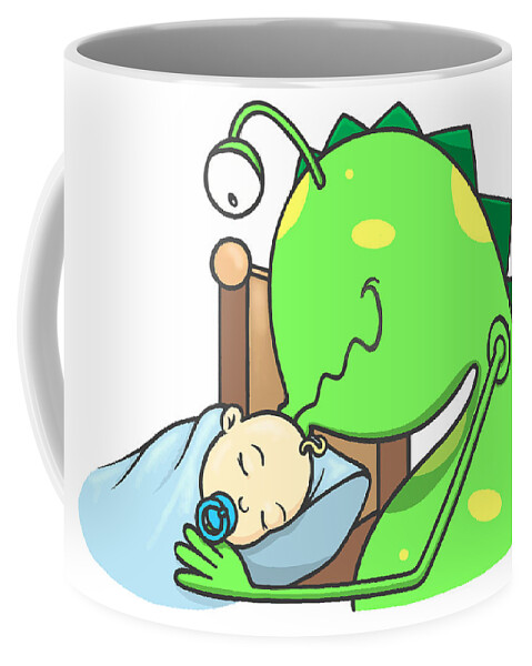 Monster Coffee Mug featuring the digital art Peter and the Closet Monster, kiss by Konni Jensen