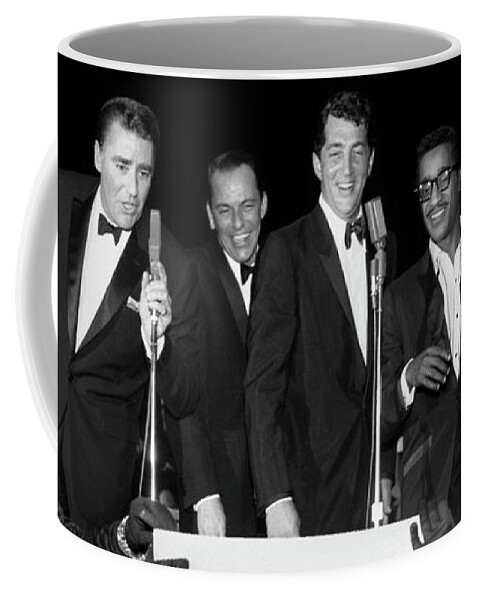 Sinatra Coffee Mug featuring the photograph Peter Lawford, Frank Sinatra, Dean Martin, Sammy Davis Jr. and J by Doc Braham
