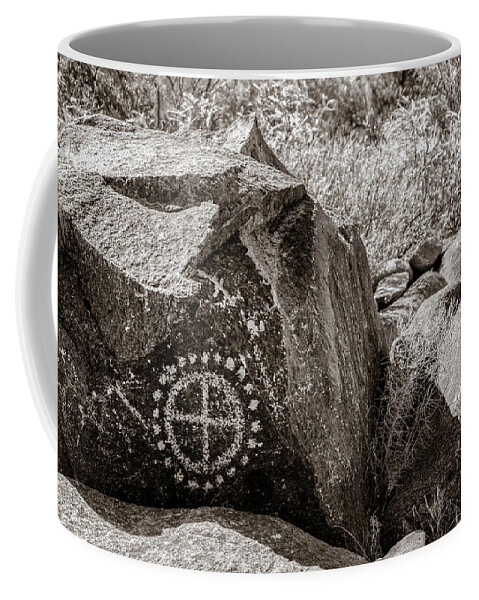 Petroglyph Coffee Mug featuring the photograph Petroglyph 8 Sepia by James Barber