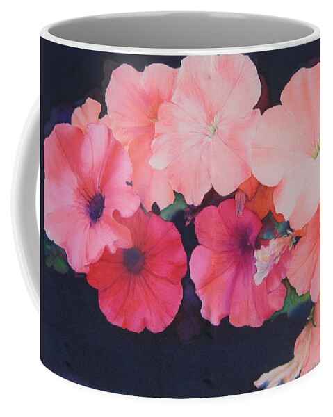  Coffee Mug featuring the painting Petunias by Barbara Pease