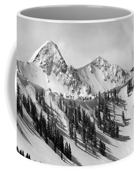 Black And White Coffee Mug featuring the photograph Pfeifferhorn - Little Cottonwood Canyon by Brett Pelletier