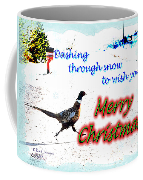 Greeting Card Coffee Mug featuring the digital art Pheasant Greeting by Kae Cheatham