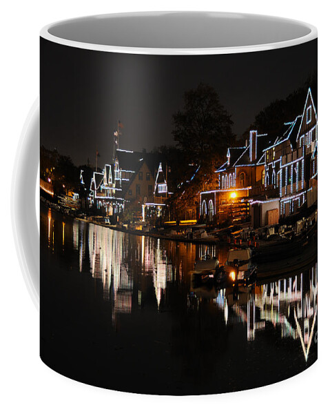 Philadelphia Coffee Mug featuring the photograph Philadelphia Boathouse Row at Night by Gary Whitton