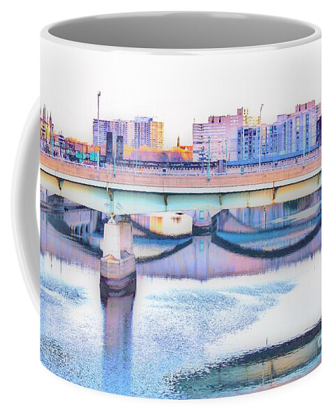 I Went For A Early Morning Walk And Came Across This Scene In Philadelphia. I Liked The Colors And Reflections Off The Water. This Is Another Version Of The Scene. Coffee Mug featuring the photograph Philadelphia Scene1 by Merle Grenz