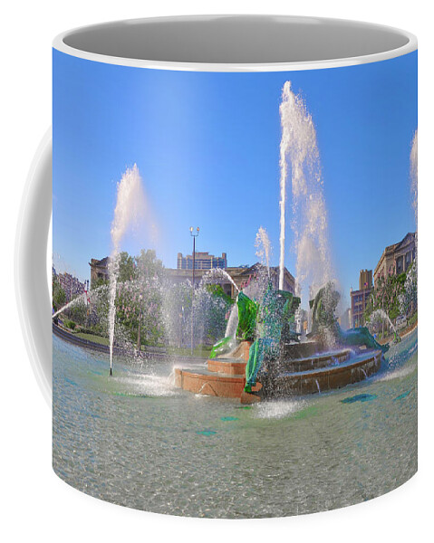 Philadelphia Coffee Mug featuring the photograph Philadelphia - Swann Fountain at Logan Square by Bill Cannon