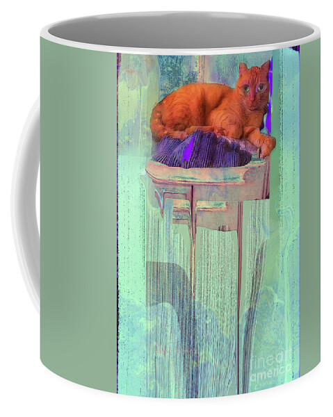 Cat Coffee Mug featuring the mixed media Phoenix Rises by Zsanan Studio