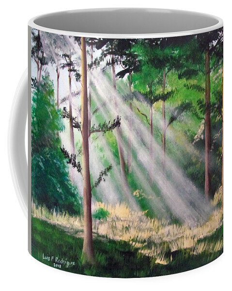 Forest Coffee Mug featuring the painting Phosphorescent Forest by Luis F Rodriguez