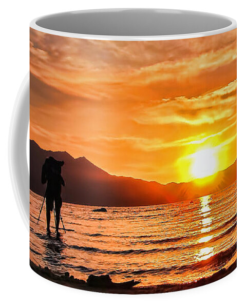 Lake Tahoe Coffee Mug featuring the photograph Photographing Lake Tahoe Sunset by Pat Cook