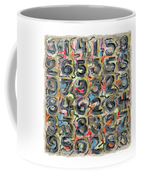 Pi Coffee Mug featuring the painting Pi Grid by Stan Magnan