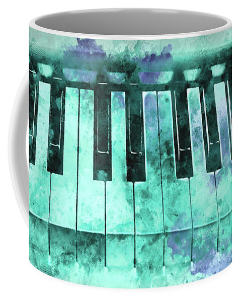 Piano Coffee Mug featuring the photograph Piano keyboard watercolor by Delphimages Photo Creations
