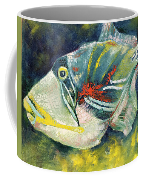 Trigger Fish Coffee Mug featuring the painting Picasso Trigger Fish by AnneMarie Welsh