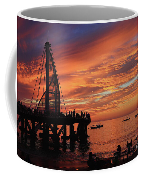 Sunset Coffee Mug featuring the photograph Pier At Sunset by Teresa Zieba