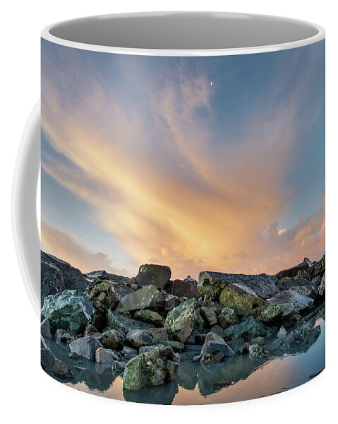 North Jetty Coffee Mug featuring the photograph Piles of Rocks and the Dawn by Greg Nyquist