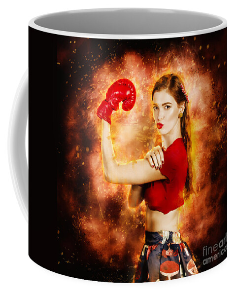 Boxing Coffee Mug featuring the digital art Pin up boxing girl by Jorgo Photography