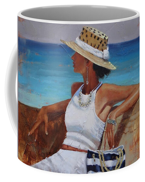 Laura Zanghetti Coffee Mug featuring the painting Pina Colada Please by Laura Lee Zanghetti