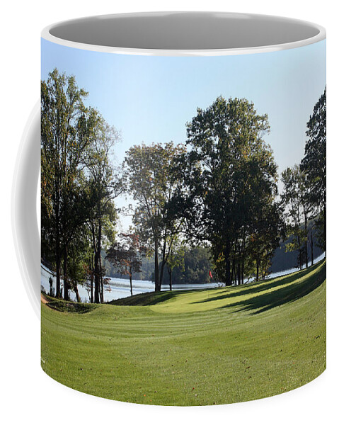 Pine Coffee Mug featuring the photograph Pine Ridge Golf - The 15th with a Loch Raven Backdrop by Ronald Reid