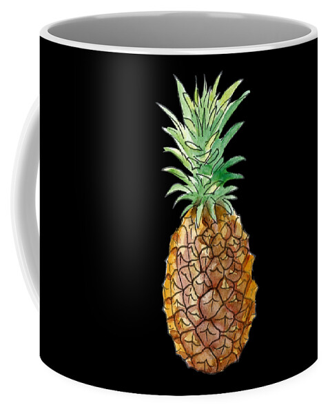 Fruit Coffee Mug featuring the painting Pineapple on black by Masha Batkova