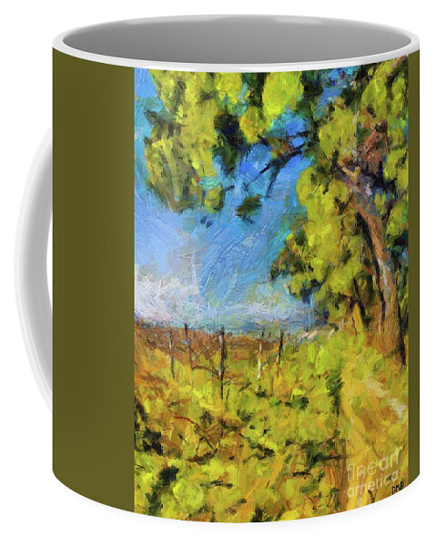 Summer Coffee Mug featuring the painting Pines and Vineyard by Dragica Micki Fortuna