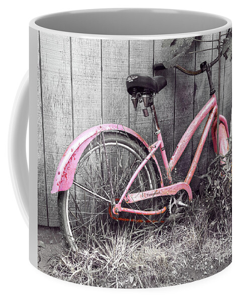 Pink Bicycle Photography Coffee Mug featuring the photograph Pink Bicycle by Jerry Cowart