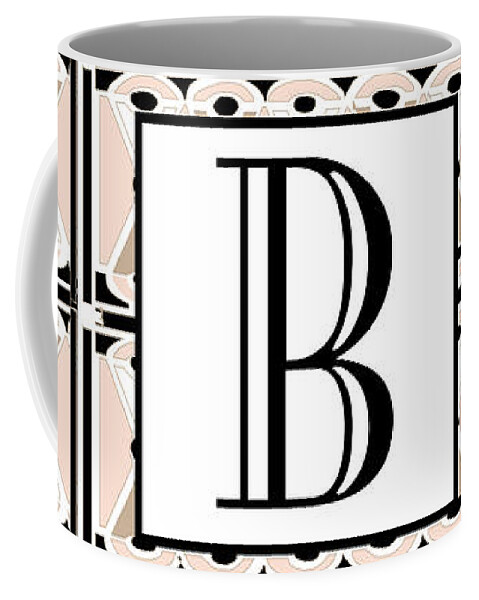 Art Deco Coffee Mug featuring the digital art Pink Champagne Deco Monogram B by Cecely Bloom