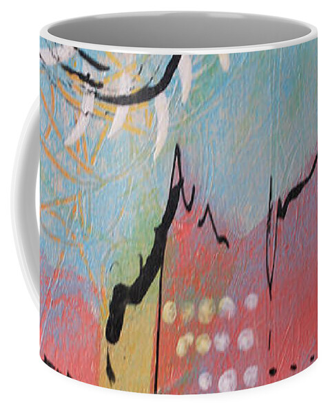Gold Coffee Mug featuring the painting Pink City by April Burton