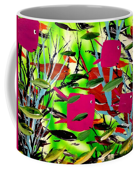  Fish Beach Florida Sea Ocean Coffee Mug featuring the painting Pink Fish by James and Donna Daugherty