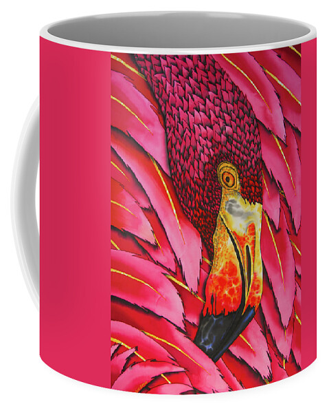 Pink Flamingo Coffee Mug featuring the painting Pink Flamingo by Daniel Jean-Baptiste