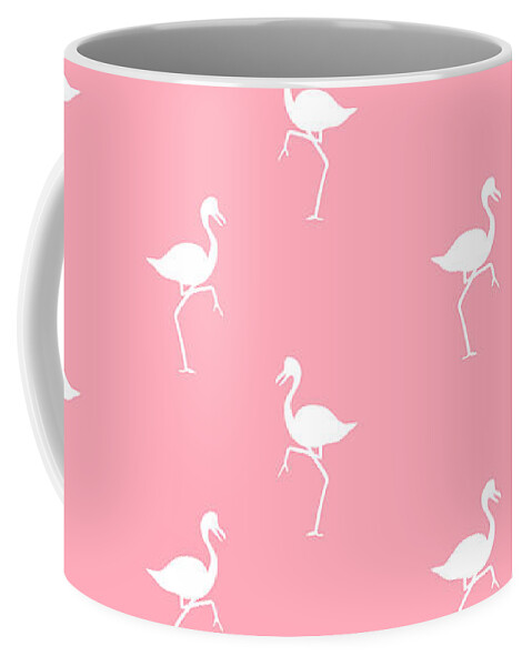 Flamingo Coffee Mug featuring the mixed media Pink Flamingos Pattern by Christina Rollo
