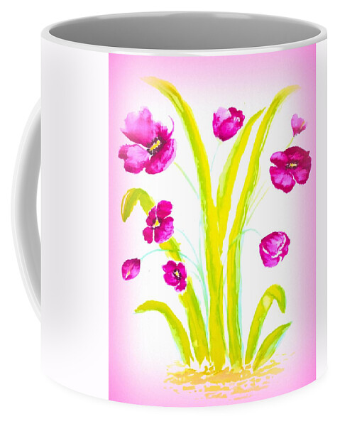 Art Coffee Mug featuring the painting Pink Flowers by Delynn Addams