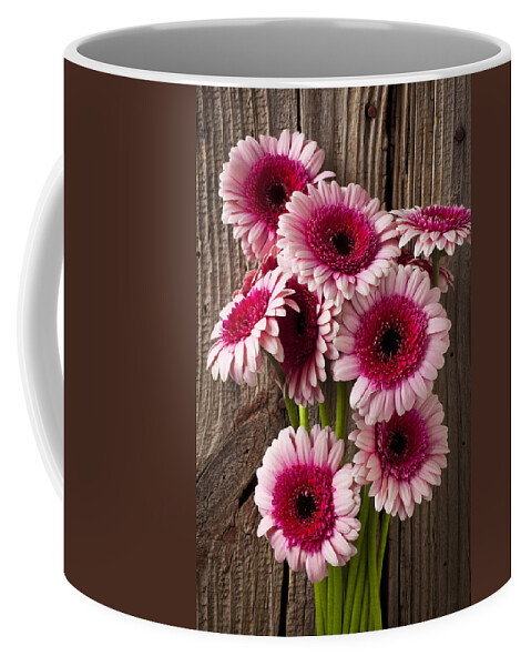 Pink Gerbera Daisies Coffee Mug featuring the photograph Pink Gerbera daisies by Garry Gay