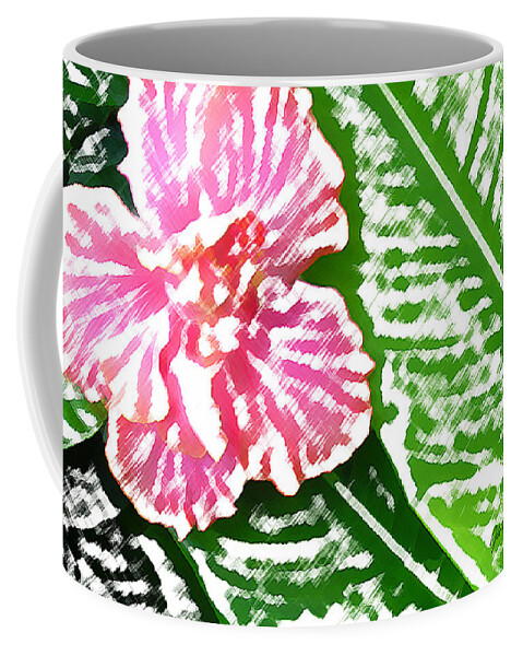 Flower Art Coffee Mug featuring the digital art Pink Hibiscus by James Temple