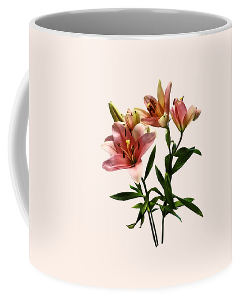 Lily Coffee Mug featuring the photograph Pink Lily Trio by Susan Savad
