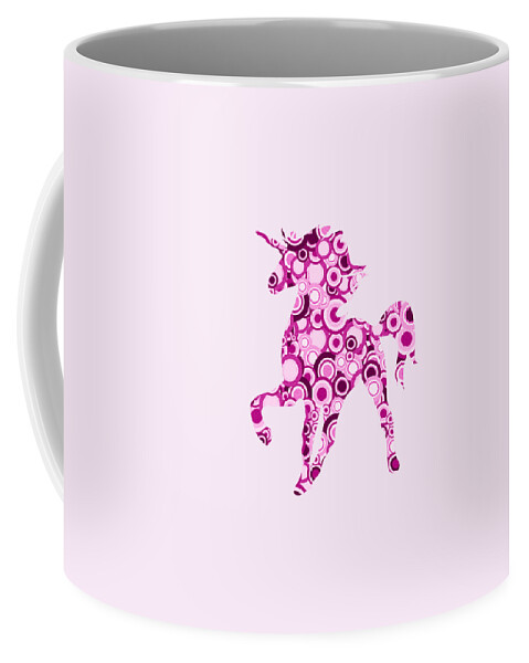 Malakhova Coffee Mug featuring the mixed media Pink Unicorn - Animal Art by Anastasiya Malakhova