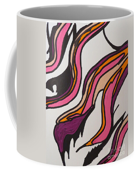 Abstract Coffee Mug featuring the painting Pink Waves by Mary Mikawoz