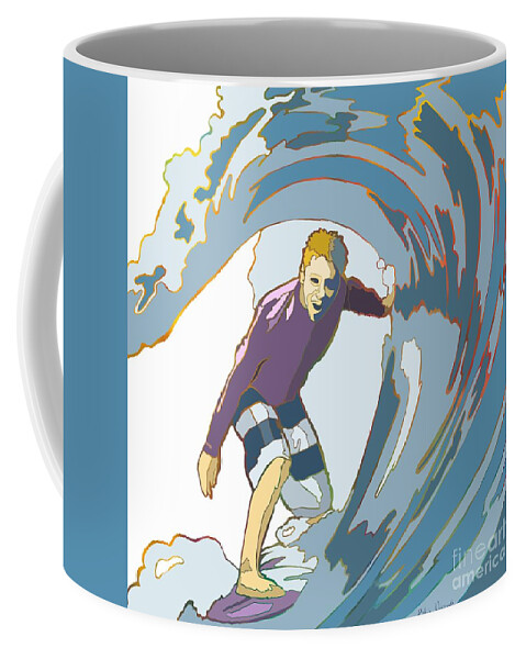 Surfing Coffee Mug featuring the painting Pipe Dreams by Robin Wiesneth