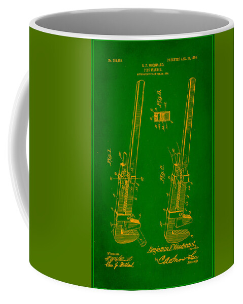 Patent Coffee Mug featuring the mixed media Pipe Wrench Patent Drawing 2b by Brian Reaves