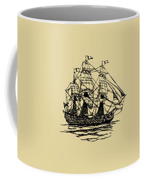 Pirate Ship Coffee Mug featuring the digital art Pirate Ship Artwork - Vintage by Nikki Marie Smith