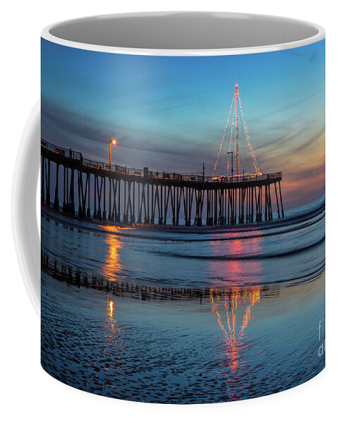 Seascape Coffee Mug featuring the photograph Pismo Pier Lights by Mimi Ditchie