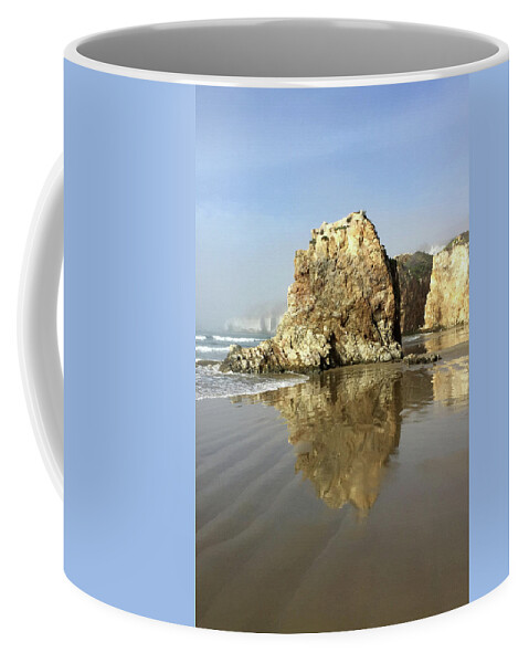 Beaches Coffee Mug featuring the photograph Pismo Sea Stack Reflection by Art Block Collections