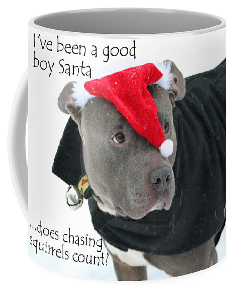 Pit Bull Coffee Mug featuring the photograph Pit Bull Christmas Two by Sue Long