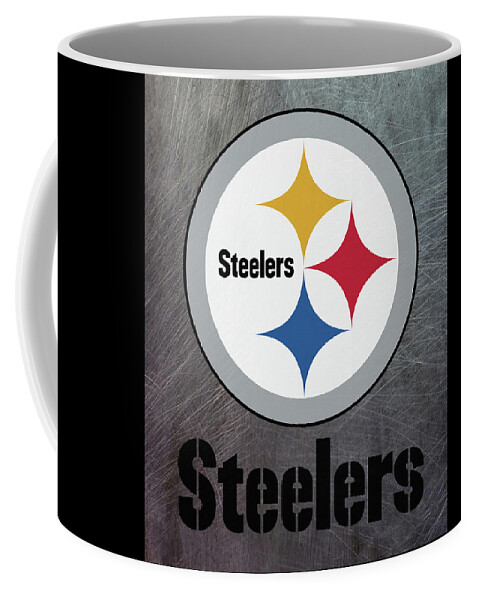 Pittsburgh Steelers Coffee Mug featuring the mixed media Pittsburgh Steelers on an abraded steel texture by Movie Poster Prints