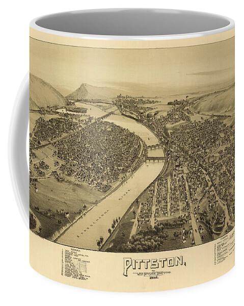 Bird's Eye View Coffee Mug featuring the painting Pittston and West Pittston, Pennsylvania by Fowler Thaddeus Mortimer