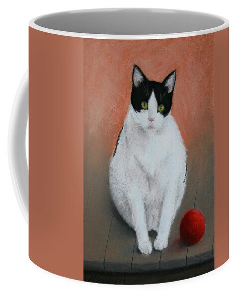 Cat Coffee Mug featuring the pastel PJ and the Ball by Marna Edwards Flavell
