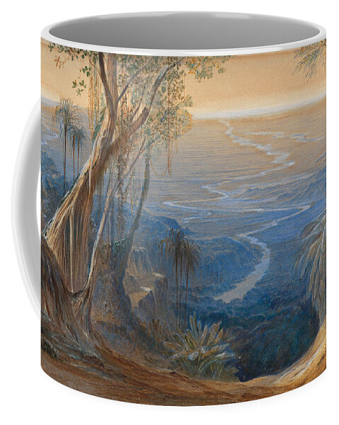 Edward Lear Coffee Mug featuring the drawing Plains of Bengal from above Siligoree by Edward Lear