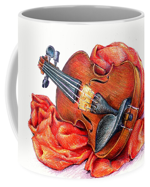 Violin Coffee Mug featuring the drawing Playing around by K M Pawelec